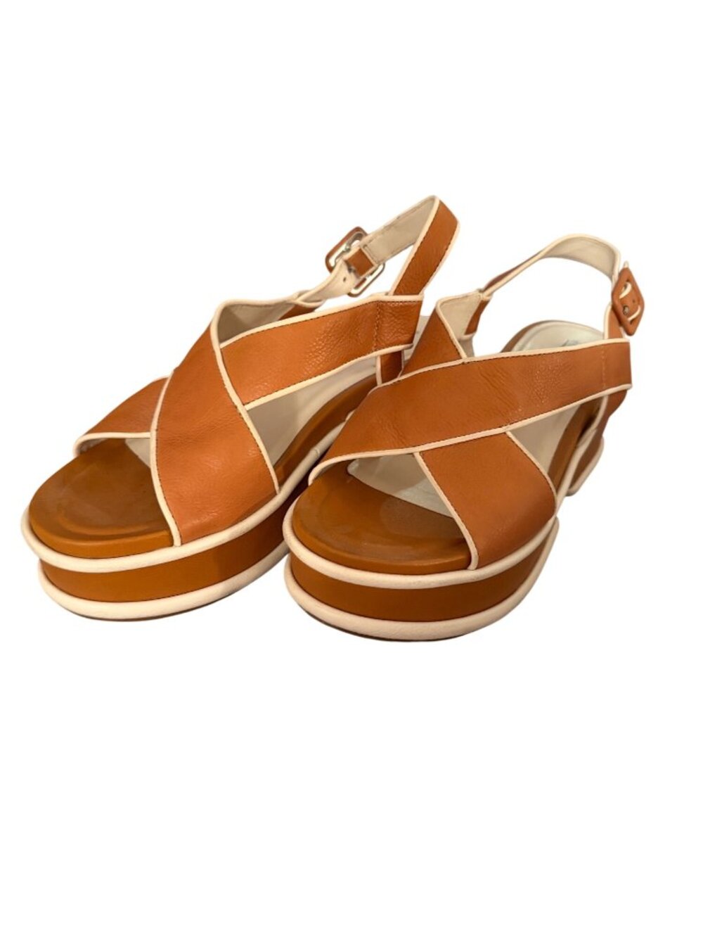 Elvio Zanon Womens Tanya Platform Sandals Size EU 40/ US 9 Brown Leather Casual - Picture 8 of 11